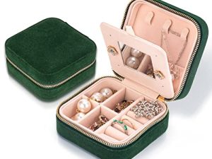Travel Velvet Jewelry Box with Mirror