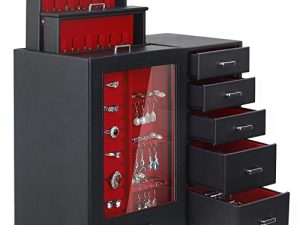 Homde Large Jewelry Box/Organizer/Case with Glass Window