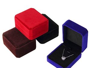 Lamoutor 4Pcs Velvet Necklace Pendant Gift Box Jewelry Gift Box
