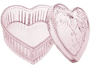 Gaolinci Crystal Glass Heart-Shaped Storage Box Embossed Jewelry Box Candy Box with Lid