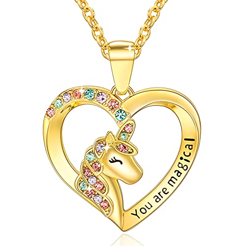 Shonyin Unicorn Necklace for Women Girls CZ Stone Heart Pendant Necklace With You Are Magical Message Christmas Birthday Party Jewelry Gift for Daughter Granddaughter Niece Shonyin Unicorn Necklace for Women Girls CZ Stone Heart Pendant Necklace With You Are Magical Message Christmas Birthday Party Jewelry Gift for Daughter Granddaughter Niece