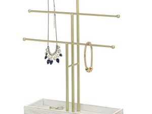 MyGift 3-Tier Gold Metal Jewelry Organizer Stand