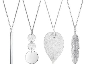 YQZIYOU 4 PCS Long Necklaces for Women - Fashion Pendant Necklace Jewelry