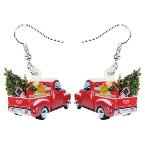 DUOWEI Acrylic Christmas Truck Tree Garland Earrings Drop Dangle Jewelry For Women Kids Teens Festival Gifts DUOWEI Acrylic Christmas Truck Tree Garland Earrings Drop Dangle Jewelry For Women Kids Teens Festival Gifts