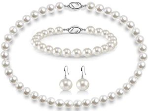 AOOVOO Pearl Necklace Set for Women Girls
