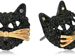 Betsey Johnson Pave Cat Stud Earring