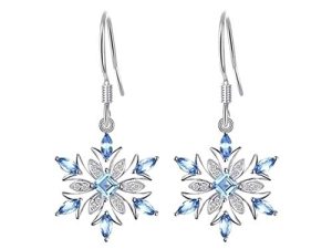 SEniutarm Earrings for Women Mom Women Faux Sapphire Inlaid Snowflake Dangle Hook Earrings Wedding Jewelry Gift Statement Jewelry