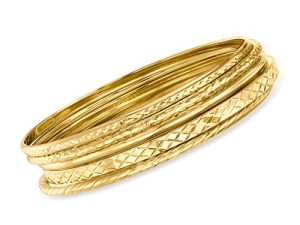 Ross-Simons 18kt Gold Over Sterling Jewelry Set: 5 Textured Bangle Bracelets