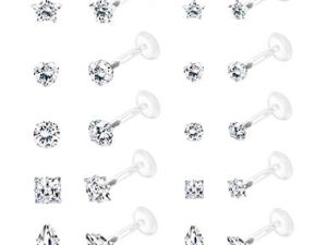 Jstyle 14Pairs 16G Forward Helix Cartilage Tragus Earring Studs Internal Threaded Labret Lip Monroe Ring 8MM Barbell Body Piercing Jewelry