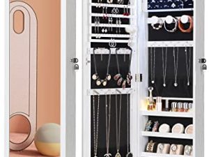 Nicetree 6 LEDs Jewelry Armoire with Mirror with 3 Exclusive Improvements