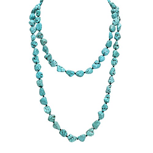 Turquoise Beads Endless Necklace Long Knotted Stone Multi-Strand Layer Necklaces Handmade Jewelry Turquoise Beads Endless Necklace Long Knotted Stone Multi-Strand Layer Necklaces Handmade Jewelry