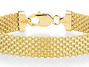 Miabella Solid 18K Gold Over Sterling Silver Italian 12mm Mesh Link Chain Bracelet for Women Men