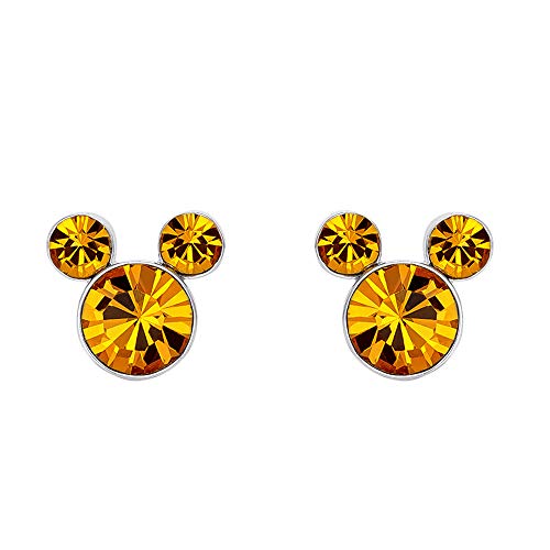 Disney Silver Plate Mickey Mouse Crystal Birthstone Stud Earrings Disney Silver Plate Mickey Mouse Crystal Birthstone Stud Earrings