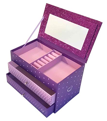 Jewelry Box for Girls - Pink and Purple Sparkles with Hearts and Pink Trim (Purple Sparkle) Jewelry Box for Girls - Pink and Purple Sparkles with Hearts and Pink Trim (Purple Sparkle)