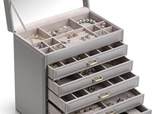 Vlando Huge 6 Tier Jewelry Boxes for Mothers Day Gift