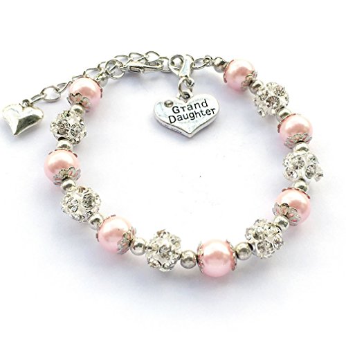 DOLON Gift for Granddaughter Bracelet Jewelry with Rhinestone Balls Faux Pearl DOLON Gift for Granddaughter Bracelet Jewelry with Rhinestone Balls Faux Pearl