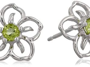 Amazon Collection Sterling Silver Sky Flower Stud Earrings