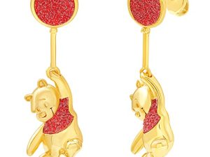 Disney Winnie the Pooh Womens Plated Gold Earrings - Drop Earrings for Women - Winnie the Pooh Earrings - Disney Jewelry