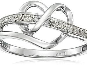 Amazon Collection Sterling Silver Diamond Heart Ring (1/20 cttw
