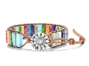 sedmart 7 Chakra Bracelets for Women with Real Stones Leather Wrap Healing Bead Bracelet Women Men Boho Friendship Jewelry