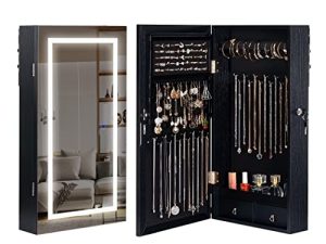 Lavievert Jewelry Armoire with LED Lighted Mirror