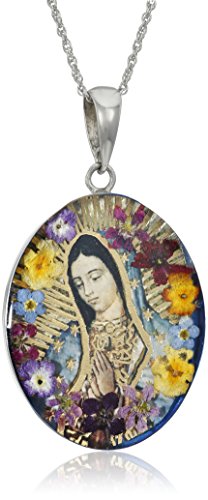 Amazon Collection Sterling Silver Pressed Flower Guardian Angel or Our Lady of Guadalupe Pendant Amazon Collection Sterling Silver Pressed Flower Guardian Angel or Our Lady of Guadalupe Pendant