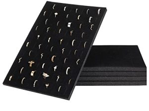 5 Pack Black Velvet Ring Insert Display Trays