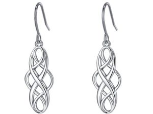 LAIMALA 925 Silver Earrings Celtic Knot Dangle Earrings Necklace Good Luck Polished Irish Jewelry Sets for Women Girls Christmas Gifts for women