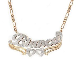 Double Plated Name Necklace 18K Gold Plated Nameplate Pendant Personalized Custom Nameplate Pendant Customized Jewelry with Name Necklace for Women Men Birthday Mother's Day Gift