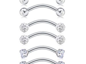 MODRSA Rook Piercing Jewelry Rook Earrings for Women Eyebrow Rings Surgical Steel 16g Curved Barbell Snug Daith Surface Tragus Piercing Jewelry Silver Rose Gold