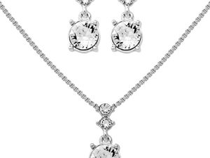 NINE WEST Silver-Tone and Crystal Necklace and Earrings Set