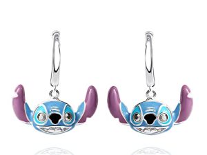 Disney Womens Hoop Earrings - Sterling Silver Hoops - Disney Jewelry - Dangling Earrings
