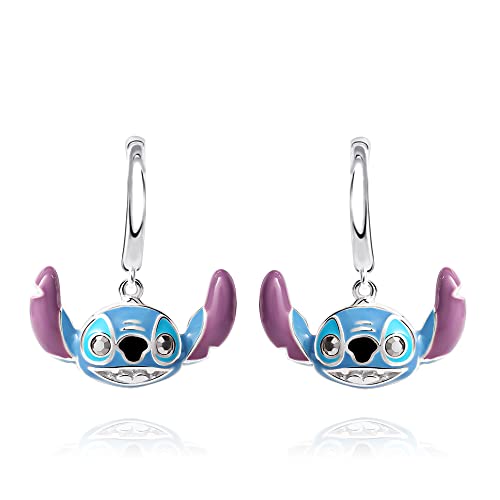 Disney Womens Hoop Earrings - Sterling Silver Hoops - Disney Jewelry - Dangling Earrings Disney Womens Hoop Earrings - Sterling Silver Hoops - Disney Jewelry - Dangling Earrings