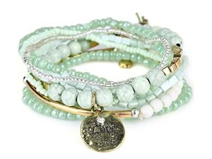MengPa Stackable Beaded Bracelets for Women Bohemian layering Strand Statement Jewelry