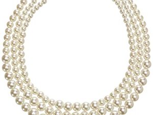Anne Klein Women's Gold-Tone Blanc Pearl Collar Necklace