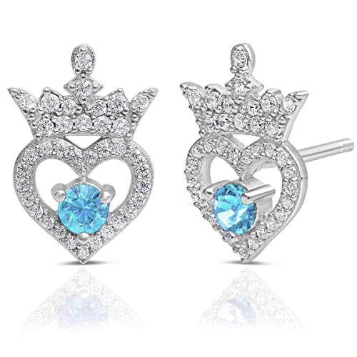 Disney Princess Tiara Sterling Silver Cubic Zirconia Birthstone Stud Earrings Disney Princess Tiara Sterling Silver Cubic Zirconia Birthstone Stud Earrings