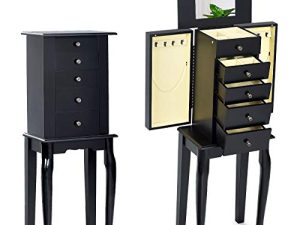 Giantex Jewelry Cabinet Armoire Storage Chest with Flip Top Mirror