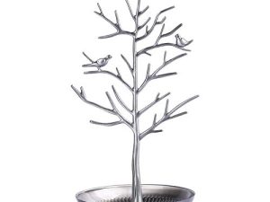 AUTODECO Retro Jewelry Tree Organizer for Necklaces and Earrings Ring Tree Holder Display Jewelry Tower Tree Great Gift for Women Girl Antique Silver