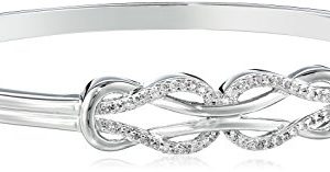 Amazon Collection Sterling Silver Diamond Double Knot Bangle Bracelet (1/4 cttw