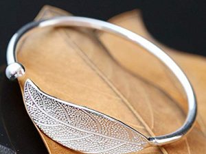 Womens Charm Bracelet Leaves Gift Fashion Jewelry Bangle Silver Bracelets
