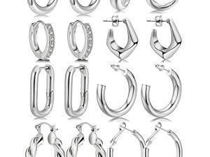 8 Pairs Delicate Personality Gold Hoop Earrings Set for Women