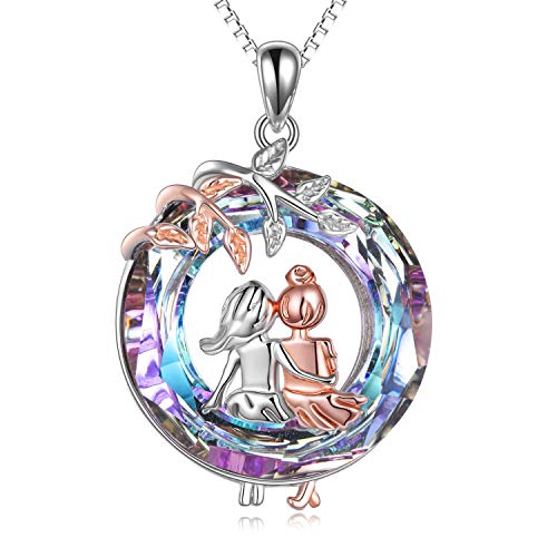 AOBOCO Sisters Gifts from Sister Sterling Silver Heart Necklace Female Friendship Jewelry AOBOCO Sisters Gifts from Sister Sterling Silver Heart Necklace Female Friendship Jewelry