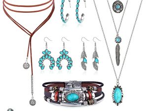 Jstyle Western Jewelry for Women Vintage Bohemian Turquoise Pendant Necklace
