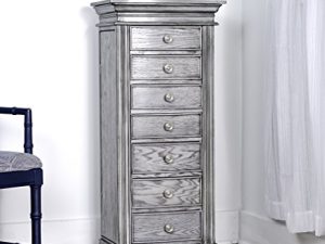 HIVES&HONEY Luke Wood Jewelry Cabinet Armoire Storage Box Chest Stand Organizer Necklace Holder in Smoke Grey