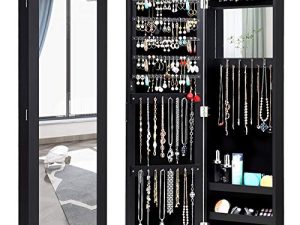 Giantex Jewelry Armoire Cabinet Wall Door Mounted with Full Length Mirror