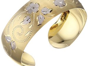Amazon Collection 14k Yellow Gold-Filled Hand Engraved Cuff Bracelet