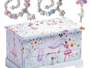 ABI + OLIE Ballerina Unicorn Jewelry Box for Girls & Little Girls Jewelry Box - Kids Jewelry Box and Girls Music Box - Musical Girls Jewelry Box Organizer - Unicorns Gifts for Girls