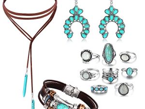LOLIAS Western Jewelry for Women Boho Turquoise Jewelry Set