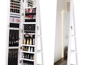 Kasibie Mirror Jewelry Armoire Organizer with LED Lights