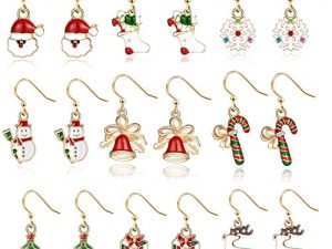 9-20 Pairs Christmas Drop Earrings Set Thanksgiving Xmas Holiday Dangle Earrings Jewelry Set for Womens Girls